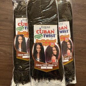 Cuban Twist Hair for Double Strand Style 16" - Brown 3 pks